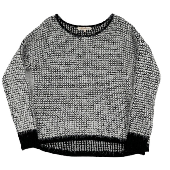 REWIND Black and White Checkered Soft Fuzzy Sweater Women's Size S - Picture 1 of 16